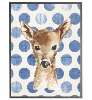 Watercolor baby Deer on Navy polka dots